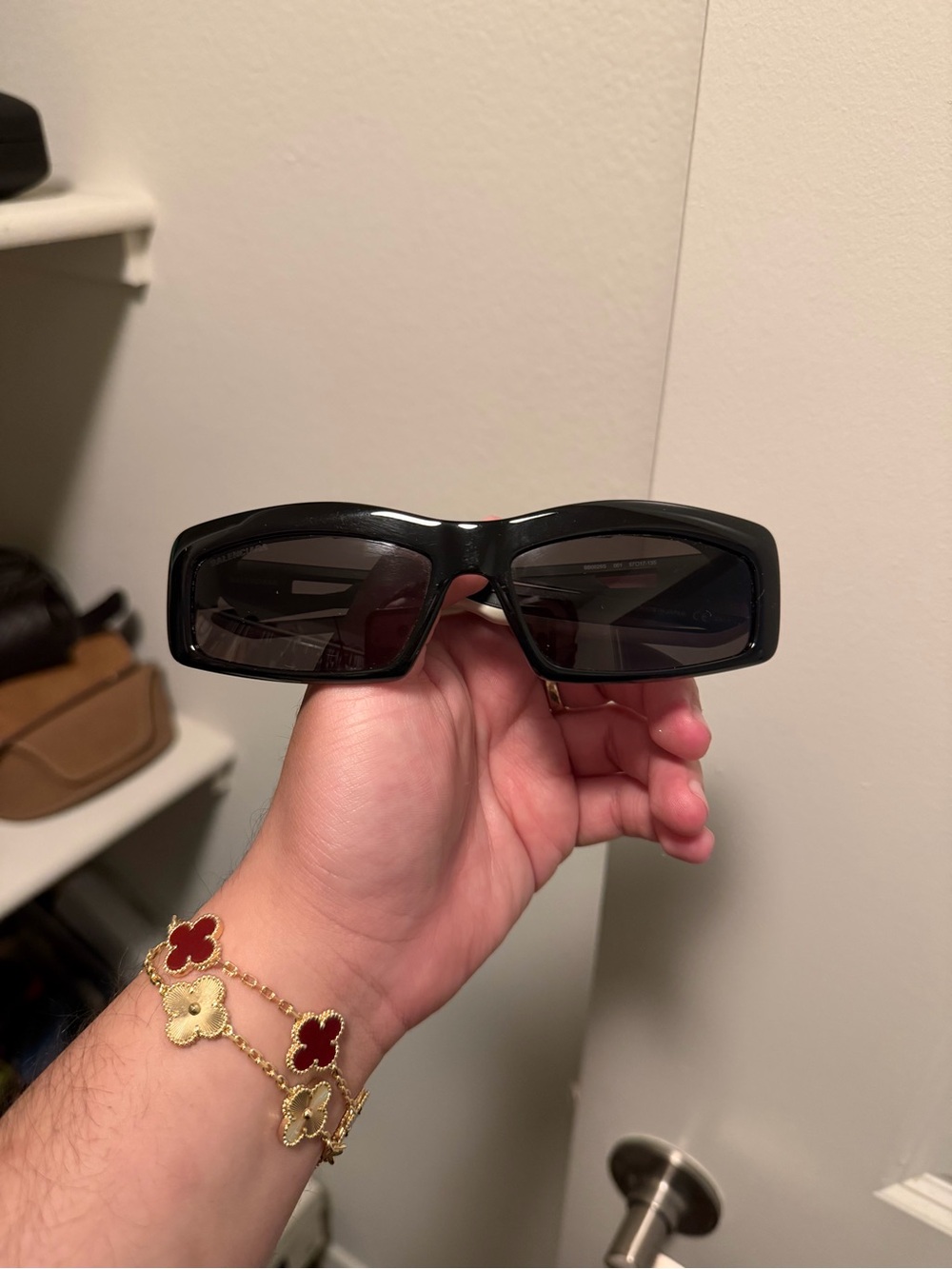 Balenciaga Black Rectangular Sunglasses
